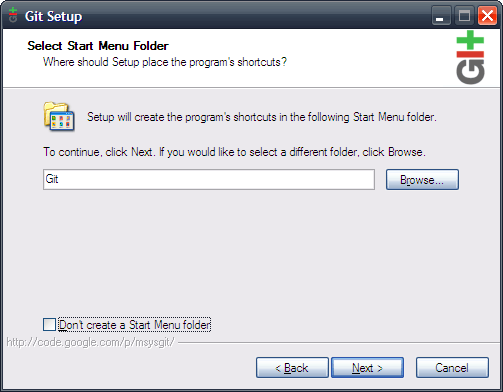 Select Start Menu Folder
