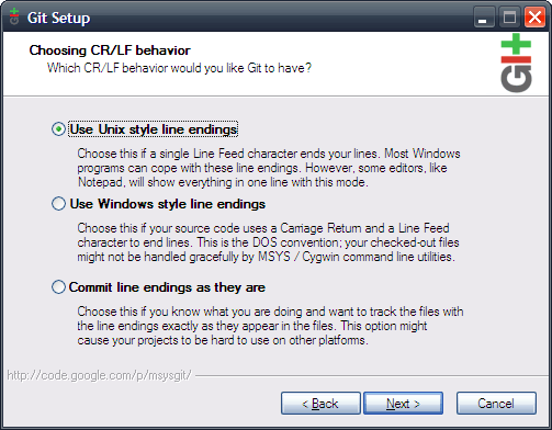 Choosing CR/LF behavior